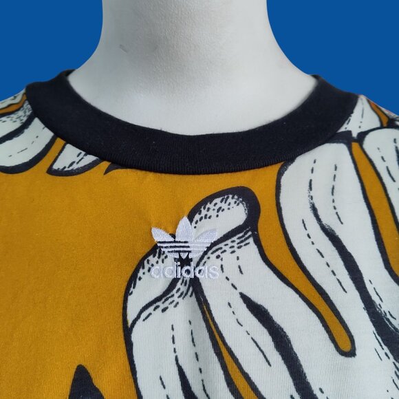 Adidas x FARM Rio Tropical Leaf Pineapple Print Tee Shirt Dress Trefoil Logo L - Picture 5 of 11